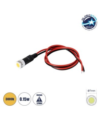 GloboStar® SMD-LED 81483 Υψηλής Ισχύος SMD LED 0.15W DC 12V - Φ0.7 x Υ2.3cm - Θερμό Λευκό 3000K - Dimmable - 2 Χρόνια Εγγύηση